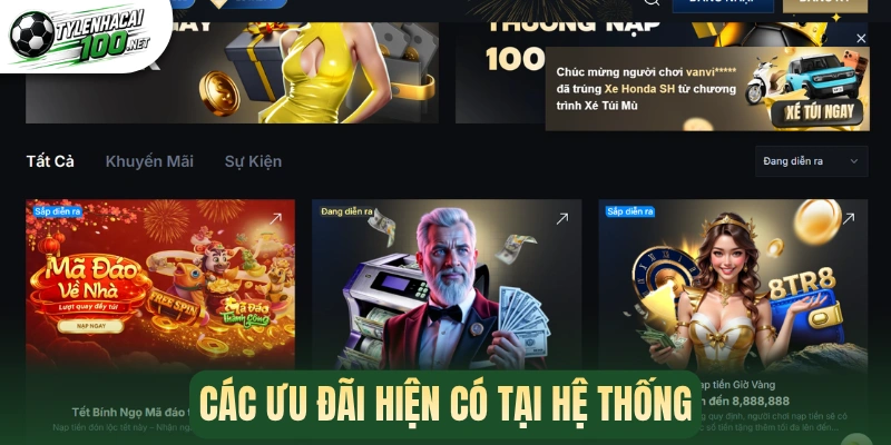 Các ưu đãi hiện có tại hệ thống