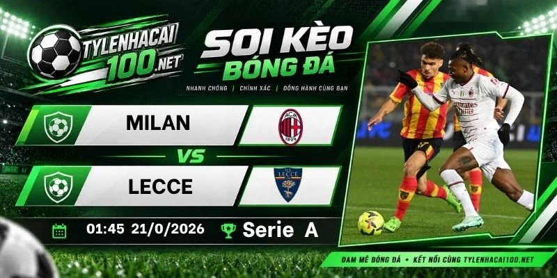 Tỷ lệ kèo Milan vs Lecce - Serie A, 21/09/2026
